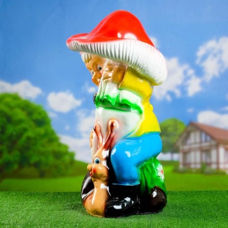 Garden figure "Dwarf under the mushroom" 35x37x70cm-1