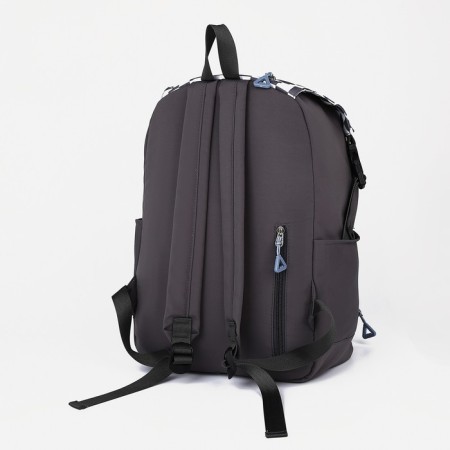 School backpack from textiles, 5 pockets, gray color-1