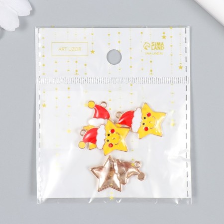 Decor for creativity Metal "Star in the New Year's cap" enamel 2.5x1.9 cm-3