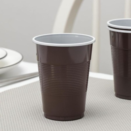 A glass of plastic disposable “pugs”, 200 ml, brown color, 80 pcs/un