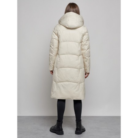 Coat insulated winter female, size 44, beige color-3