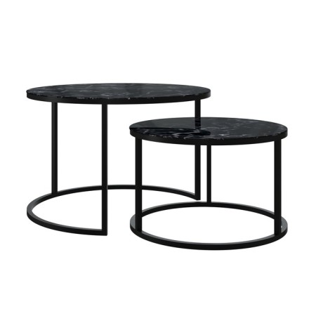 Tables Journal Loft DQ No. 2 Duae (set), D605 (475), H420 (320), f/p marble black, m/k black
