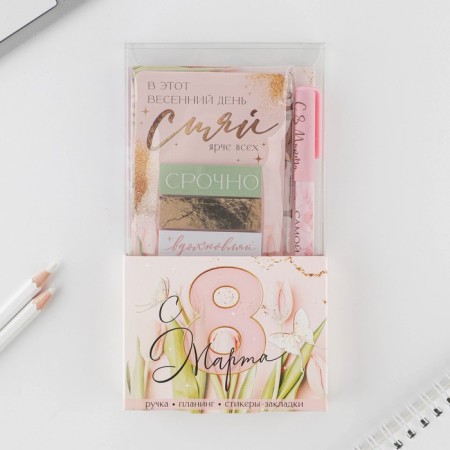 Gift set "since March 8" Planning 50 sheets, stickers-strokes and pen-1