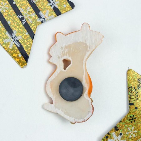 Magnet Polystone "Tigrush with a bag of gold coins" mix 7x4.7x1.8 cm-3