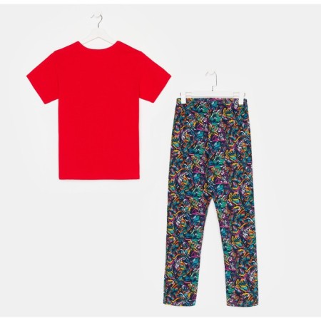 Female set (T -shirt/pants), red/butterfly, size 46-7