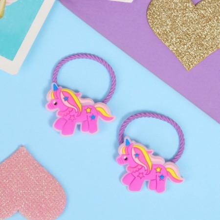 Hair gum "Baby" (set 2 pcs) unicorns, lilac