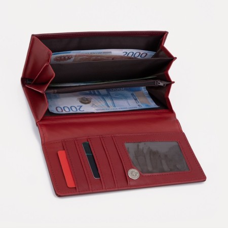Women's wallet on a magnet, burgundy color-3