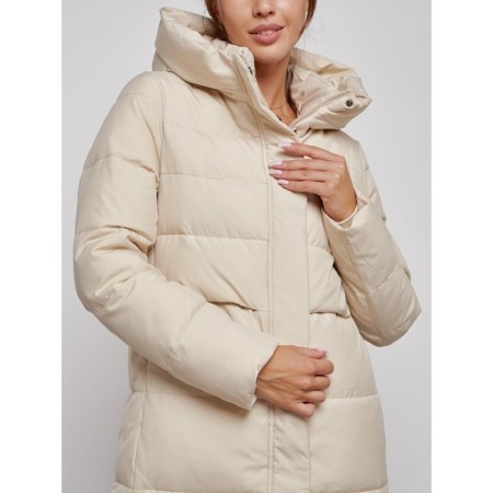 Coat insulated winter female, size 50, beige color-15