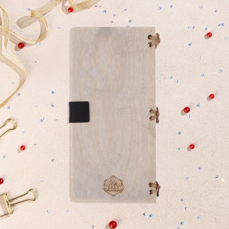 Wooden envelope "Happy Birthday!" Handmade, dark, bear, 16.5x8 cm-3