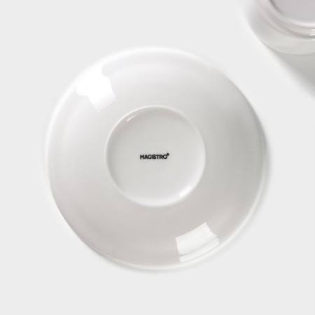 Set of Porcelain Magistro Basic Bistro, 4 objects: 2 cups 200 ml, 2 saucers d = 15 cm, white color-6