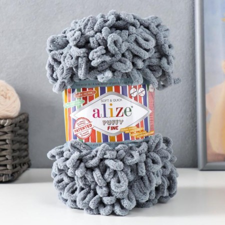 Yarn "Puffy Fine" 100% micropoliester 14.5m/100g (343 gray)