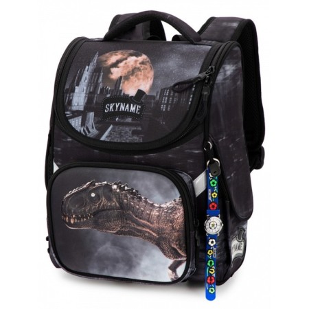 School Standard School, 34 x 26 x 14 cm, Skyname 2000 "Dinosaur"+ Watch, Black/Gray 2089-1