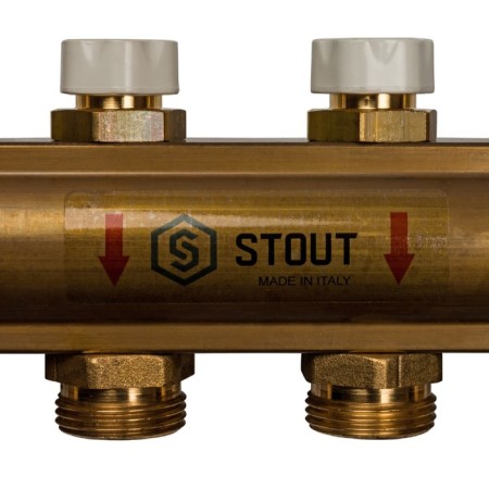 Distributive collector Stout SMB 0468 000008, 8 outputs, without flowers, brass-3