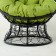Armchair "Papasan" mini, rattan, pillow green mix, black frame, 81x68x77cm