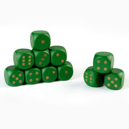 Bones playing, wooden, set 30 pcs, 3 x 3 cm, green