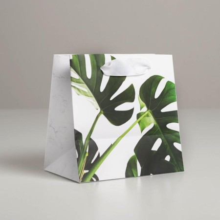 Gift Laminated Square, packaging, “leaves”, 14 x 14 x 9 cm-4