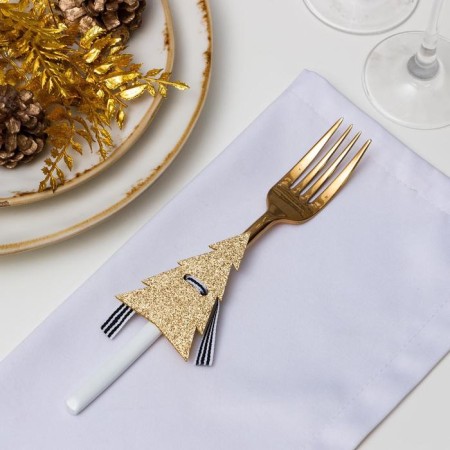 A set for the decor of the dining rooms "Christmas tree", 4 pcs, col. gold 5x7.5 cm 100% p/e, felt
