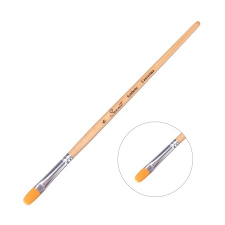 Synthetic brush oval ZHK "Sonnet" No. 6 (8 mm), a short handle is saturated with varnish