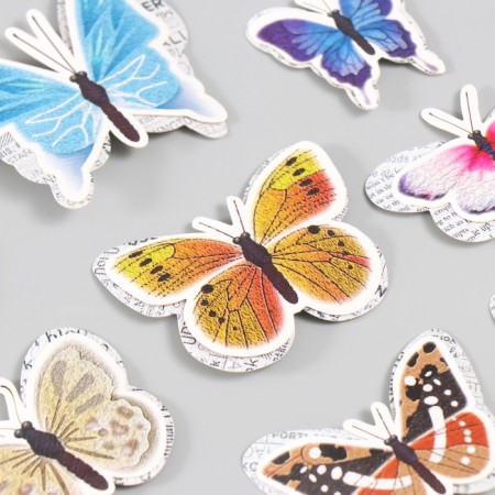 Butterflies cardboard double wings "newspaper" set 12 pcs h = 4-10 cm-5