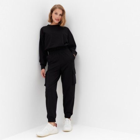 Women's costume (trousers, sweatshirt) minku: Casual Collection Black color, size 48-4