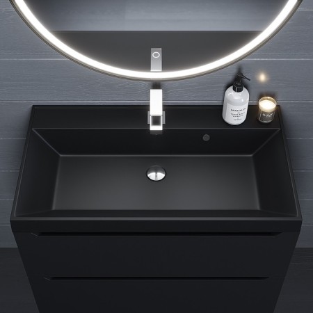 Sink uperwood Classic Quartz 80 cm, quartz, black matte, coal-3