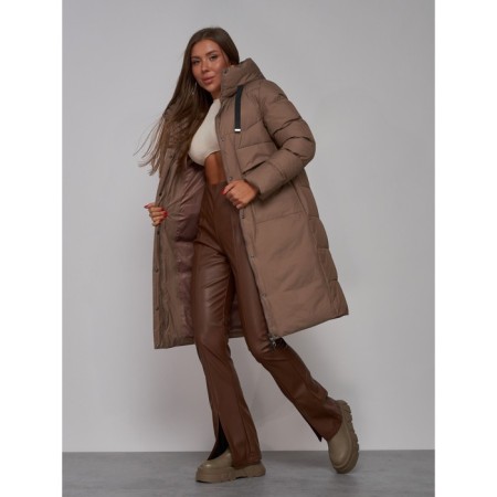Coat insulated winter female, size 42, brown color-14