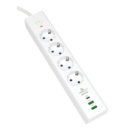 Network filter Cablexpert Exnovo Exn-4-CU2-W-2.4R, 16A, 1XTYPE-C PD, 30W, 2xUSB, 2M, Ur. 4+-1