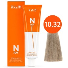Cream-color hair Permanent Ollin Professional N-Joy, tone 10/32, light blond golden purple, 100 ml