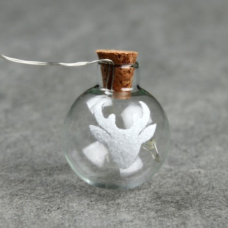 Garland “thread” 1.6 m with nozzles “Balls with a deer”, IP20, silver thread, 15 LED, glow warm white, AAX2-5