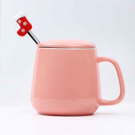 New Year. Ceramic mug with a spoon "Cozy and heat in the new year", 350 ml-3