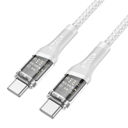 Cable Hoco U111, Type-C-Type-C, 3 A, 1.2 m, transparent, charging, data transfer, gray
