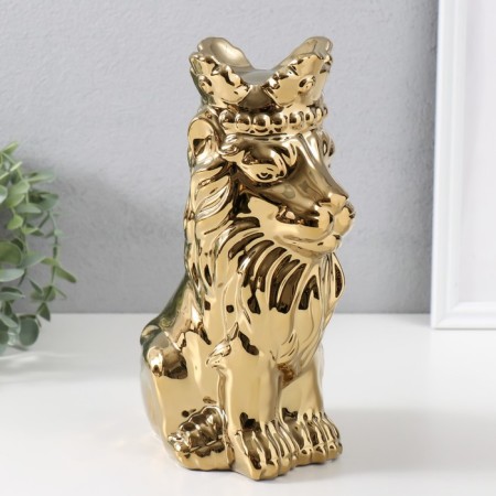 Souvenir ceramics "Leo in the crown" Gold 17x12x26 cm-1