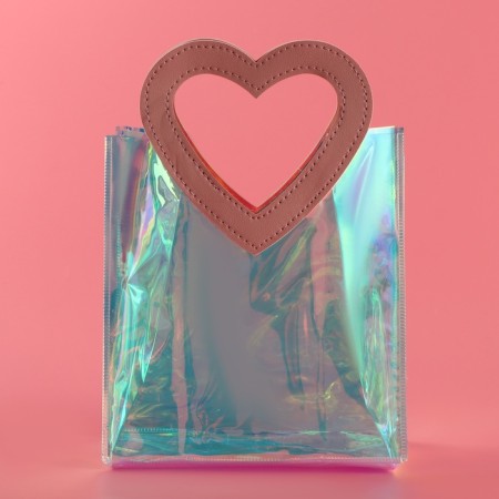PVC gift package, pink, irrediscent, 20 x 18 x 10 cm-4