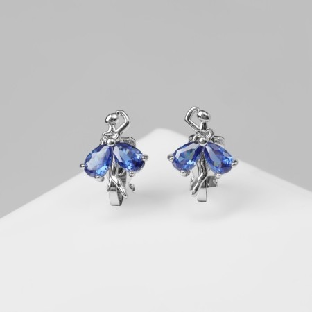 Clips "Ballerina", blue color in silver-1