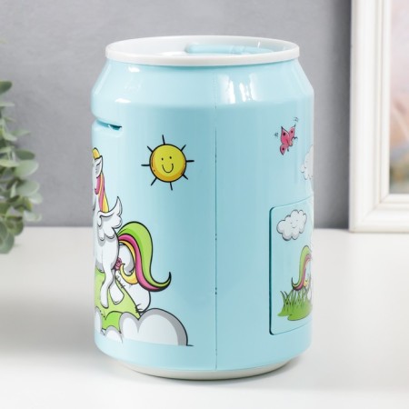 Pig a piggy bank Plastic "Bank. Unicorn" code castle, sound aa blue 15x21 cm-3