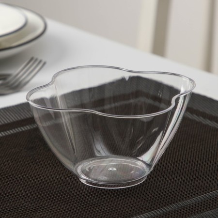 Plastic disposable form for buffet “Flower”, 350 ml, transparent color