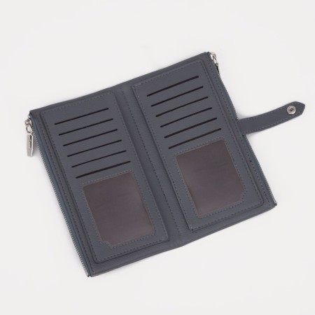 Women's wallet on the button, gray color-2