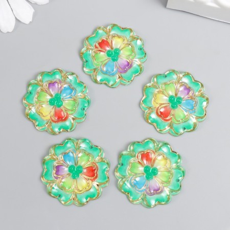 Decor for creativity plastic "Lace Flower" Green 3.2x3.3 cm-2