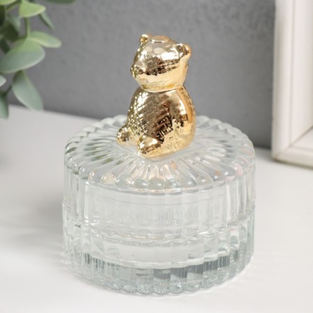 Casket glass, ceramics "Golden Bear" 7.8x7.8x9.5 cm-2