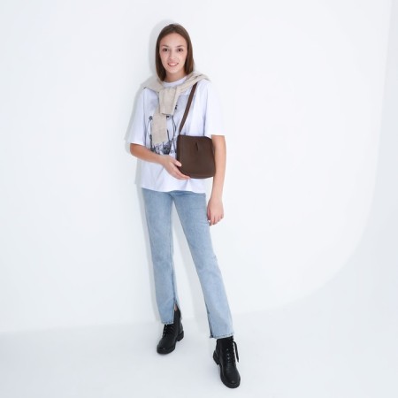 Cross-Bodi Bag on a zipper, brown color-6