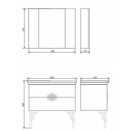 Mirror Comfort Comfort Rimini 80 for the bathroom, 70x80x15 cm, white color-2