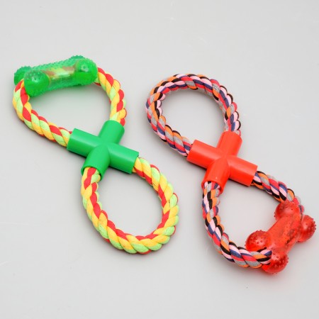 Toy training cable "eight with a bone", up to 25 cm to 135 g, mix of flowers-3