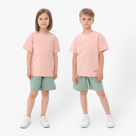 Kids (T -shirt, shorts) minku beige color/ olive, height 122 cm