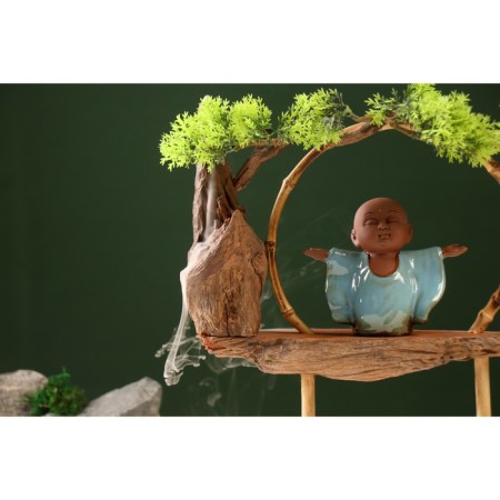 Souvenir tree, porcelain "Little Buddha in Blue" with a stand for incense 35x35x9.5 cm-7