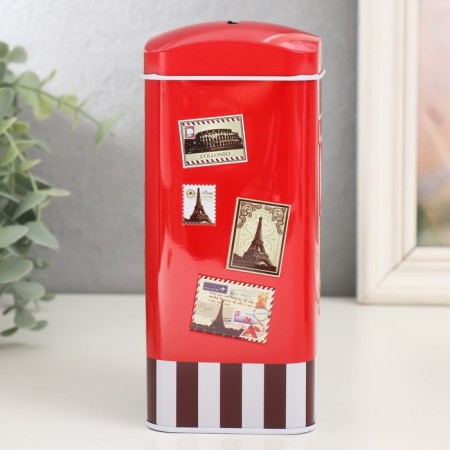 Piggy bank Metal "Postal stamps" mix 16x7x7 cm-4