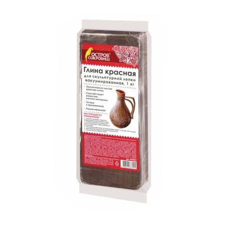 Natural clay for modeling red 1 kg, (soaked), "Treasure Island"-2