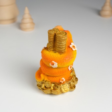 Polystone souvenir "Orange snakes with flowers on coins" 6x5.8x8.8 cm-3