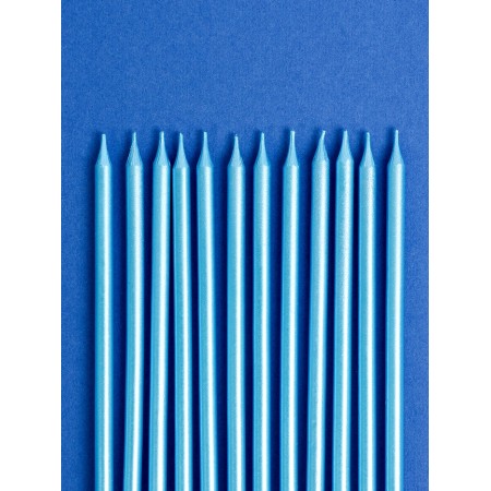 Candles for the cake "Royce", 12 pcs, blue metallic-2