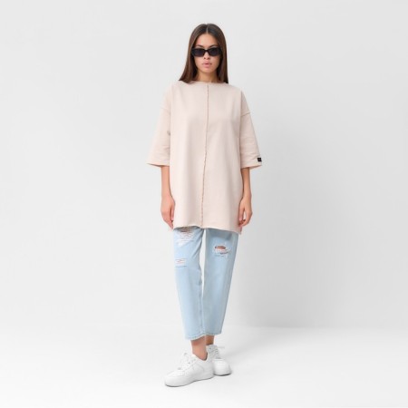 Women's T-shirt MIST BASE, S-M size, beige color-4