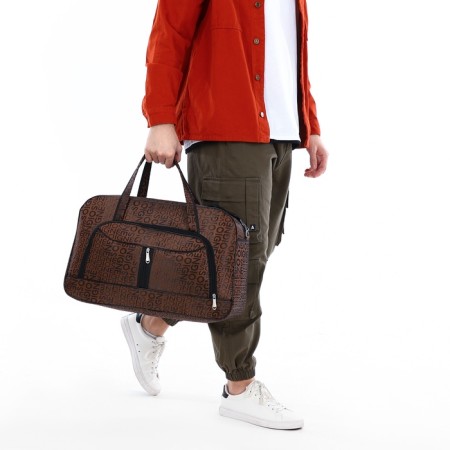 Road bag with lightning, external pocket, long belt, brown color-6
